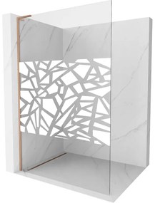 Mexen Kioto L, sprchová zástena Walk-In 90 x 200 cm, 8mm číre sklo biely vzor, medený matný profil, 800-090-103-65-85