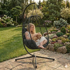 MultiGarden Závesné hojdacie kreslo do 120 kg - čierne MultiGarden