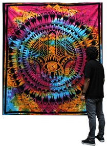 Bavlnená prikrývka na posteľ - Ruka Hamsa (dvojlôžková)