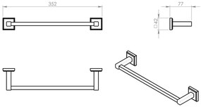 Gedy, COLORADO držiak uterákov 350x80mm, chróm, 692135