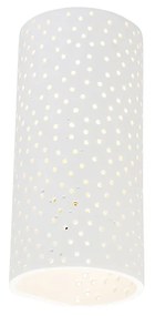 Vinylová nástenná lampa biela omietka valcový tvar - Mahou