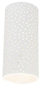 Vinylová nástenná lampa biela omietka valcový tvar - Mahou