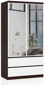 Skriňa S 90 cm 2D 2SZ 2 zrkadlá CLP wenge / biela