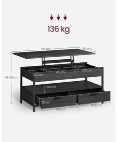 Konferenčný stolík so zdvíhacou doskou NYRO čierny