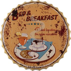 Nástenná guľatá kovová ceduľa B & B - Ø 50 cm