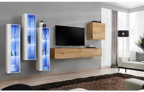 Obývacia stena Switch Sklo +LED XIII Biely/Wotan