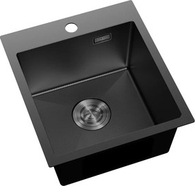 Mexen Solix, 1-komorový nerezový drez 400 x 450 mm, čierna, vzor voština, 6401401000-70HC