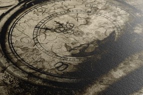 Obraz starožitné hodiny v sépiovom prevedení - 60x40