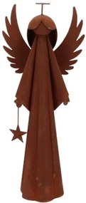 Hrdzavý antik plechový anjel s hviezdičkou Rusty Angel - 16*9*38 cm