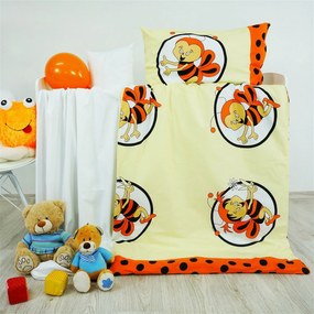 Obliečky detské bavlnené včielky oranžové EMI: Obliečka na vankúš valec veľký