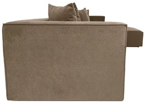 Rohová pohovka Sora s rámom zo 100% hrabového dreva 430 x 102 cm, pravá, hnedá