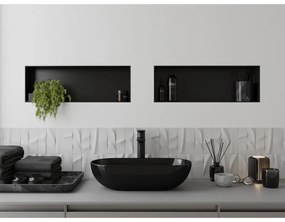 Mexen X-Wall-NR, polička na zapustenie pod obklad bez goliera 60 x 20 cm, čierna matná, 1971602010