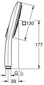 GROHE 26550000 - Ručná sprcha RAINSHOWER SMARTACTIVE 130 CUBE lesklý chróm
