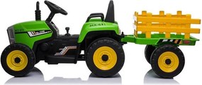LEAN CARS Batériový traktor s prívesom XMX611 zelený
