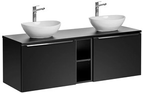 Kúpeľňová skrinka s umývadlom a doskou SANTA FE Black DU140/2 | 140 cm