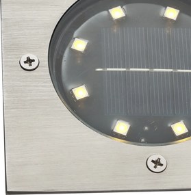 Sada 6 zapustených bodových svietidiel hliníkových štvorcových vrátane LED IP65 solárnych - Terry