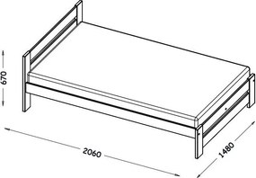 Posteľ z masívu borovice MARIKA - 200x140 cm - prírodná