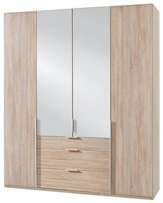Skříň Moritz  - 180x236x58 cm (dub, zrcadlo)