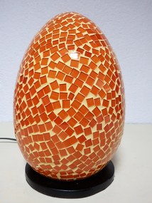 Stolná lampa oranžová EGG, ručná práca, mozaika