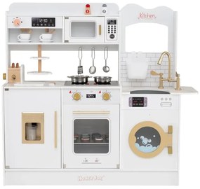 Detská kuchynka na hranie s varičom a svetlom a zvukom Drevená kuchynka na hranie na varenie pre deti od 3 rokov Biela