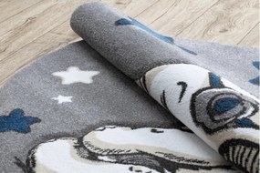 Koberec PETIT ELEPHANT SLONÍK HVIEZDY kruh sivý