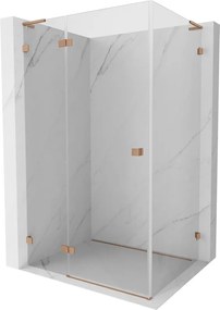 Mexen Lunar L, sklápací sprchový kút ľavý 70 x 80 cm, 8mm číre sklo, medený matný profil, 834L-070-080-65-00-L