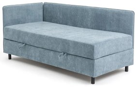 Modrá čalúnená jednolôžková posteľ s úložným priestorom s matracom 90x200 cm Avela – Bonami Selection
