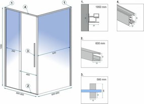 Štvorcový sprchovací kút REA SOLAR 90x90 cm, kartáčovaná zlatá/transparent + vanička Savoy biela