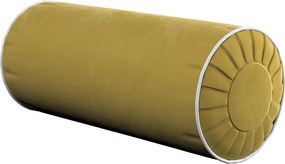 Valcový vankúš so záhybmi a ozdobným lemovaním farba produktu zelená látka lesklá, zamatová
