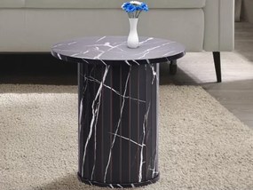 Okrúhly odkladací stolík Treviso, 40 cm, čierny mramor%
