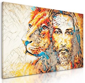 Obraz spojenie leva a stvoriteľa