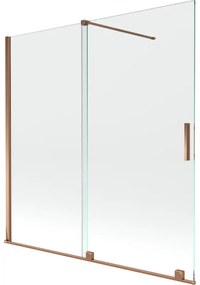 Mexen Velar, 2-krídlová posuvná vaňová zástena 160 x 150 cm, 8mm číre sklo, ružové zlato, 896-160-000-01-60