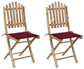 Skladacie záhradné stoličky s podložkami 2 ks bambus