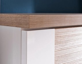 Obývacia stena Caracas Media, dub/biely lesk, s osvetlením