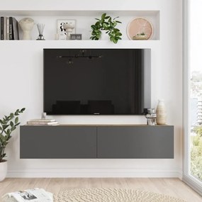 Závesný TV stolík Houseland Farfallo Atlantic pine/anthracite grey