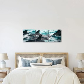 Obraz - Delfíny v oceáne (s hodinami) (90x30 cm)