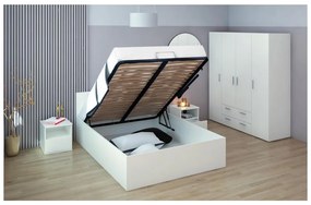 Tempo Kondela Posteľ s kovovým roštom a úložným priestorom, 140x200, biela, DOLI