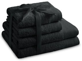 Čierne froté bavlnené uteráky a osušky v súprave 4 ks Amari – Restilo