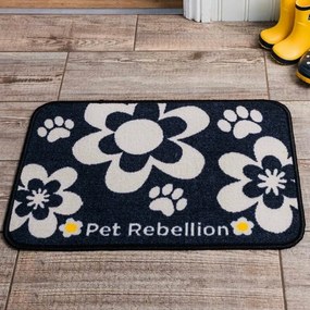 PET REBELLION Dinner Mate Flowers Čierna podložkapod misy, 40 x 60 cm