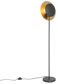 Stojaca lampa v štýle Art Deco čierna so zlatom - Emilienne