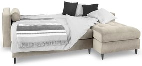 Béžová zamatová rozkladacia rohová pohovka Milo Casa Santo, pravý roh