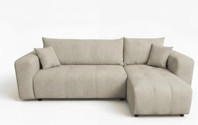 Béžová rozkladacia rohová pohovka SORELA, obojstranná + 2 vankúšiky zdarma