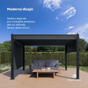 Blumfeldt Pantheon Cortina pergola 3x4 m, odolná voči poveternostným vplyvom, hliník, prášková farba, rolety