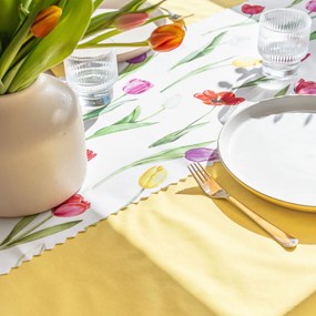 Goldea behúň na stôl teflónový - farebné tulipány 20x120 cm
