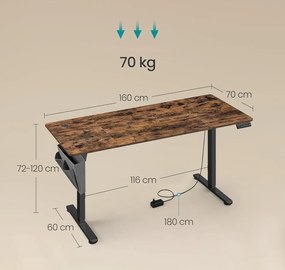 Pracovní stůl Vasagle Memory elektricky nastavitelný hnědý/černý