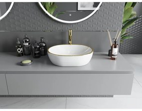 Mexen Viki, umývadlo na dosku 48x35x14 cm, biela-zlatý vzor, 21054805