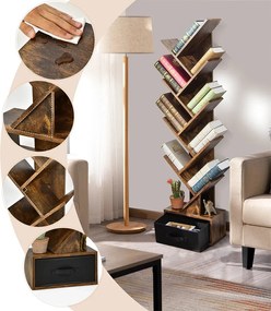 10-podlažná knižnica v hnedej farbe