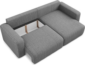 Sivá menčestrová rozkladacia/s úložným priestorom rohová pohovka (pravý roh/s leňoškou) Kona – Makamii