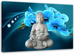 Obraz na plátně Modrá orchidej Buddha - 120x80 cm