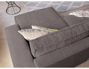 Taupe menčestrová rozkladacia/s úložným priestorom rohová pohovka Nihad – Bobochic Paris